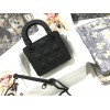 Dior Lady Dior Mini Chain Bag In Black Ultramatte Calfskin