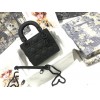 Dior Lady Dior Mini Chain Bag In Black Ultramatte Calfskin