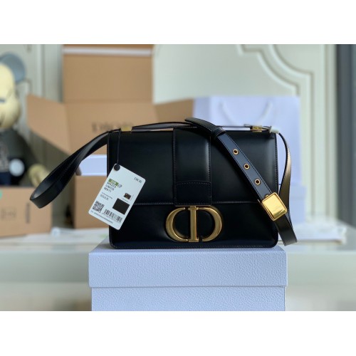 Dior 30 Montaigne Medium Bag In Black Box Calfskin