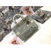 Dior Lady D-Lite Large Bag In Gray Toile de Jouy Reverse Embroidery