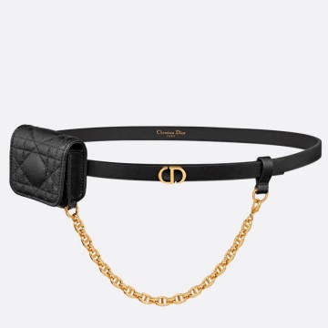 Dior Caro 15MM Belt with Removable Pouch in Black Calfskin Dior Caro 15MM Belt with Removable Pouch in Black Calfskin