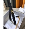 Dior Caro 15MM Belt with Removable Pouch in Black Calfskin