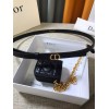 Dior Caro 15MM Belt with Removable Pouch in Black Calfskin