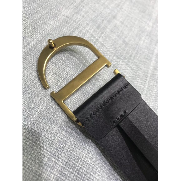 D*or 30 montaigne 35mm belt in black smooth calfskin