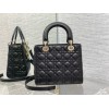 Dior Small Lady Dior Bag in Black Grained Cannage Calfskin