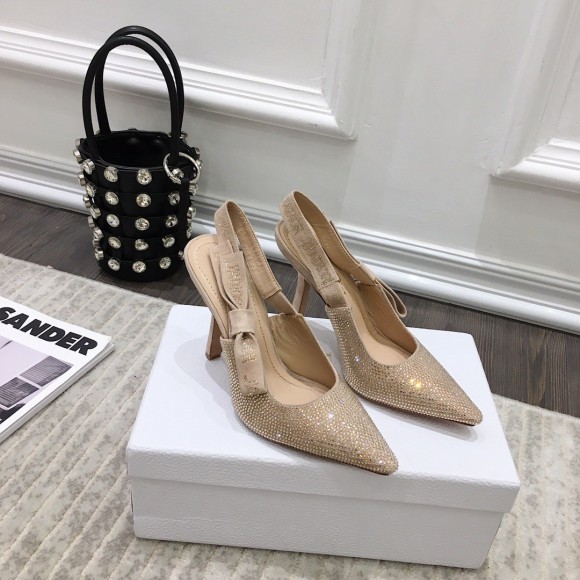 D*or j'aD*or slingback pumps 100mm in nude suede with strass