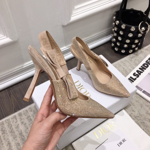 D*or j'aD*or slingback pumps 100mm in nude suede with strass