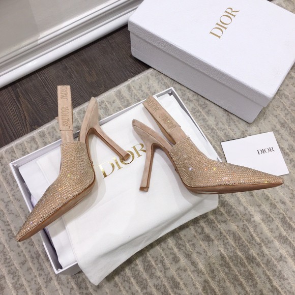 D*or j'aD*or slingback pumps 100mm in nude suede with strass