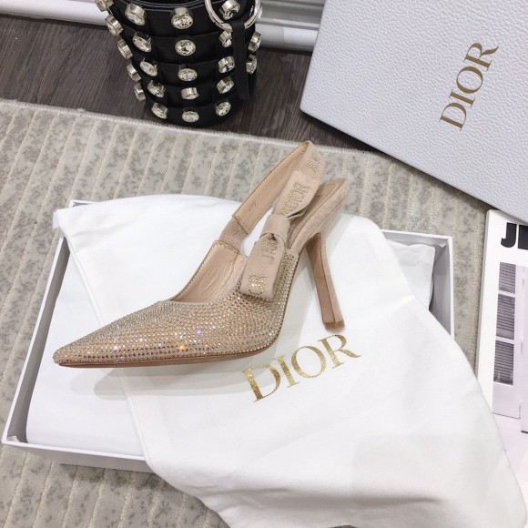 D*or j'aD*or slingback pumps 100mm in nude suede with strass