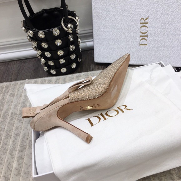 D*or j'aD*or slingback pumps 100mm in nude suede with strass