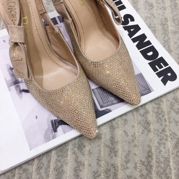 D*or j'aD*or slingback pumps 100mm in nude suede with strass