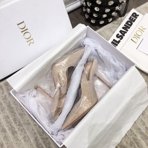 D*or j'aD*or slingback pumps 100mm in nude suede with strass