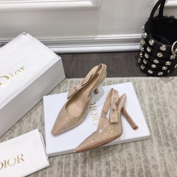 D*or j'aD*or slingback pumps 100mm in nude suede with strass