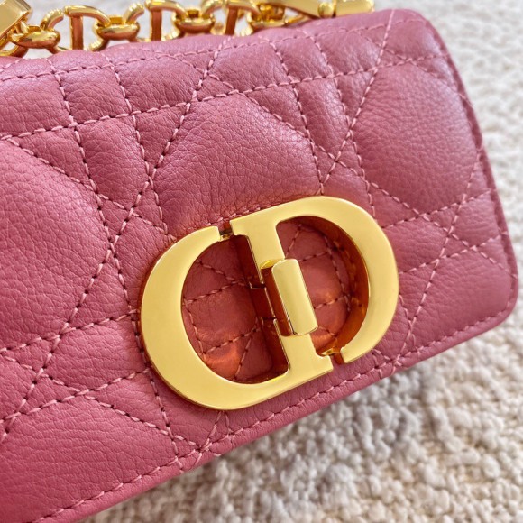 D*or caro micro bag in pink cannage calfskin