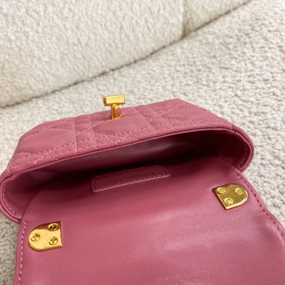 D*or caro micro bag in pink cannage calfskin