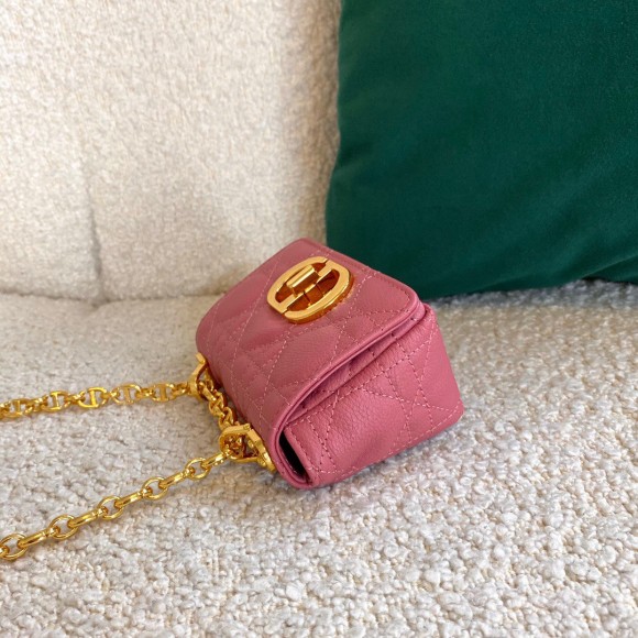 D*or caro micro bag in pink cannage calfskin