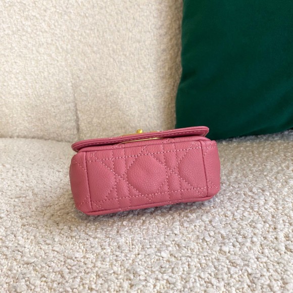 D*or caro micro bag in pink cannage calfskin