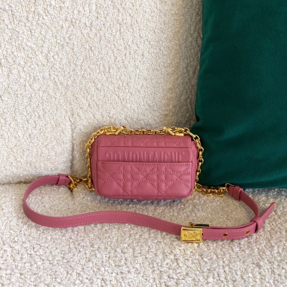 D*or caro micro bag in pink cannage calfskin