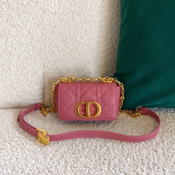 D*or caro micro bag in pink cannage calfskin