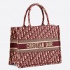 Dior Medium Book Tote Bag In Bordeaux Dior Oblique Embroidery