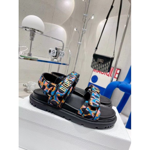 D*or D*oract sandals in blue multicolor mizza printed silk