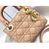 Dior Lady Dior Mini Chain Bag with Chain in Nude Patent Calfskin