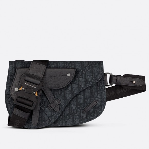 D*or men's saddle pouch in black D*or oblique jacquard