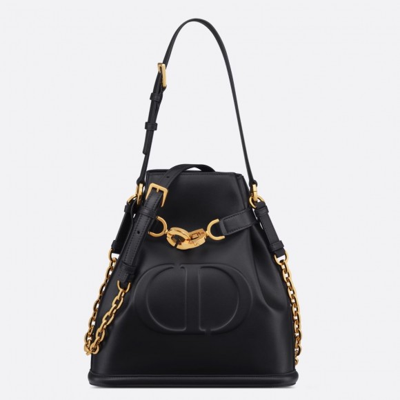 D*or c'est medium bag in black saddle calfskin