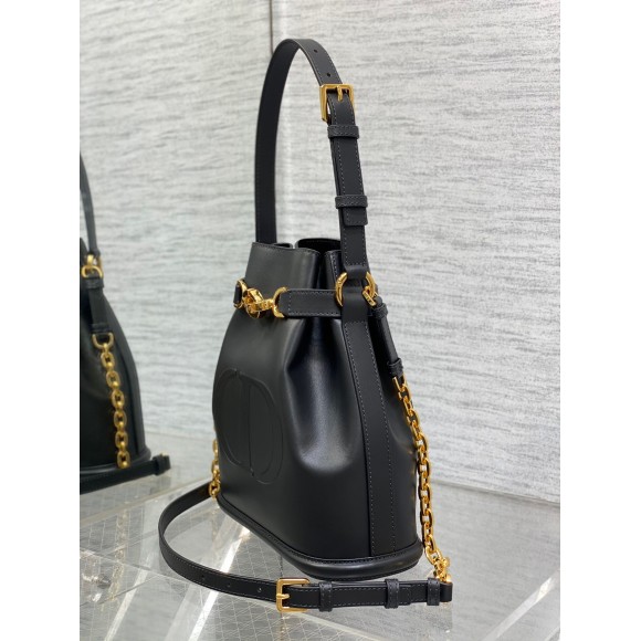 D*or c'est medium bag in black saddle calfskin