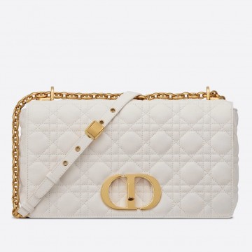 Dior Caro Large Bag In White Cannage Calfskin Dior Caro Large Bag In White Cannage Calfskin