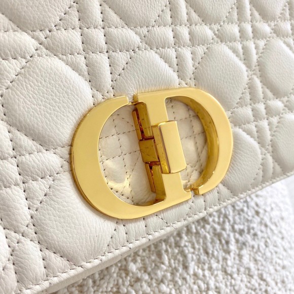 D*or caro large bag in white cannage calfskin