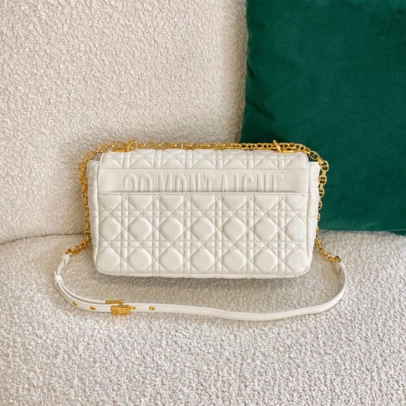 D*or caro large bag in white cannage calfskin