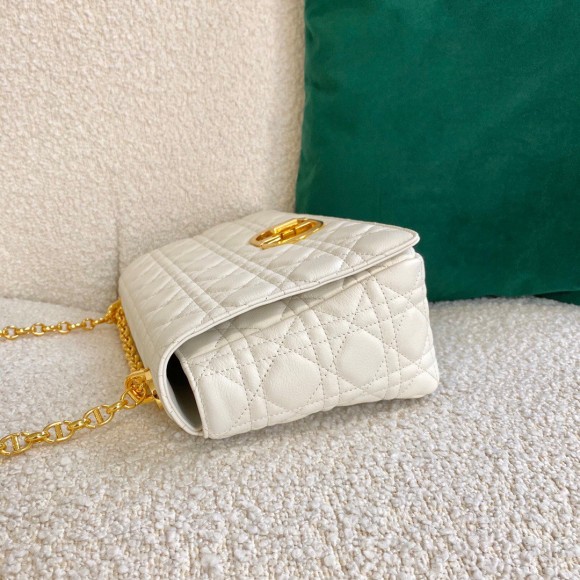 D*or caro large bag in white cannage calfskin