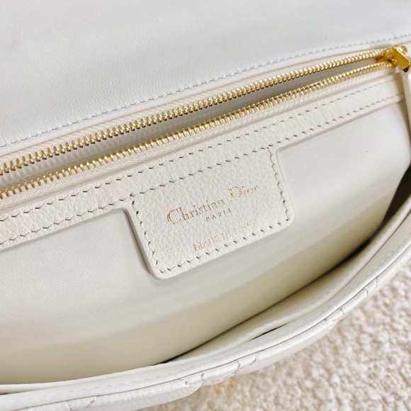 D*or caro large bag in white cannage calfskin