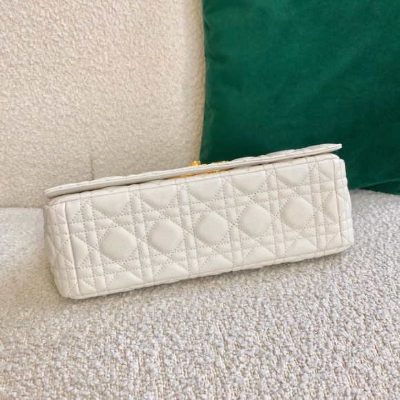 D*or caro large bag in white cannage calfskin