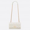 Dior Caro Belt Pouch with Chain In White Calfskin