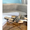 Dior Dway Slides In Beige Jute Canvas Embroidered with Union Motif