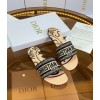 Dior Dway Slides In Beige Jute Canvas Embroidered with Union Motif
