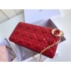 Dior Lady Dior Chain Pouch In Red Patent Cannage Calfskin