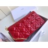 Dior Lady Dior Chain Pouch In Red Patent Cannage Calfskin