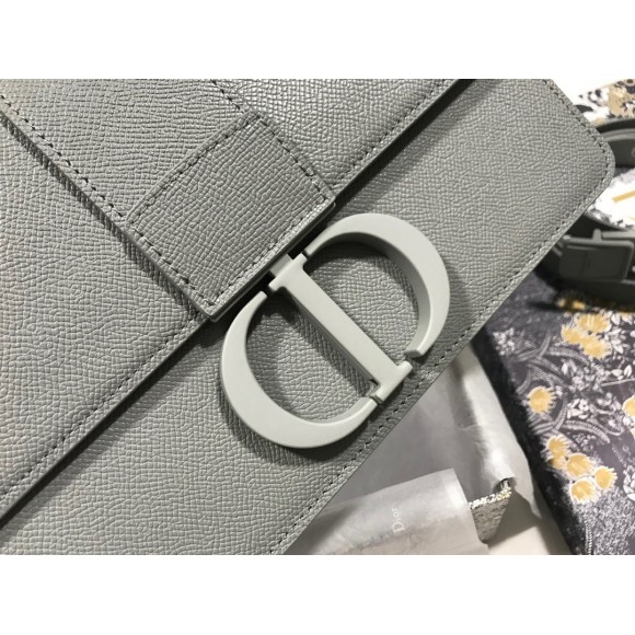 D*or 30 montaigne medium bag in grey ultramatte grained calfskin