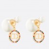 Dior Tribales Earrings in Metal and White Pearls and Multicolor Crystals