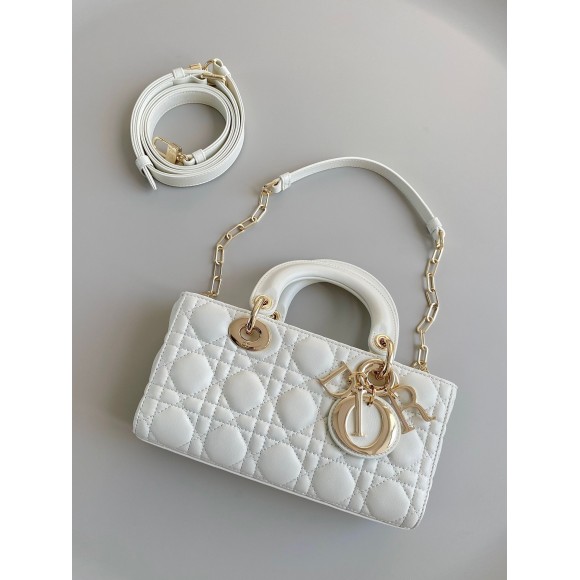 D*or lady d-joy small bag in white cannage lambskin