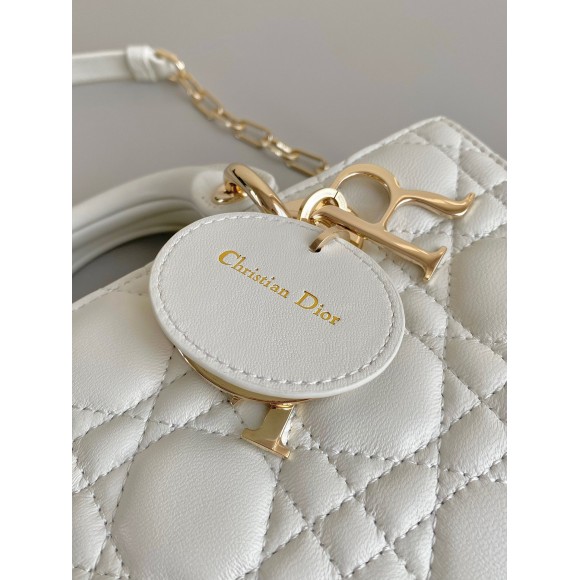 D*or lady d-joy small bag in white cannage lambskin