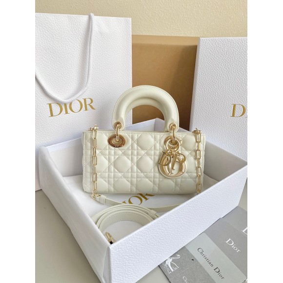 D*or lady d-joy small bag in white cannage lambskin