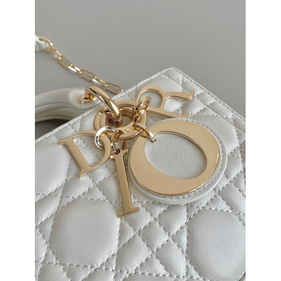 D*or lady d-joy small bag in white cannage lambskin