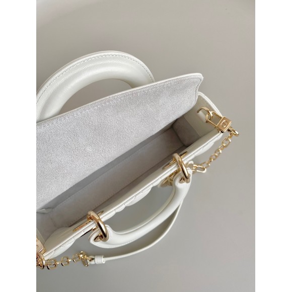 D*or lady d-joy small bag in white cannage lambskin