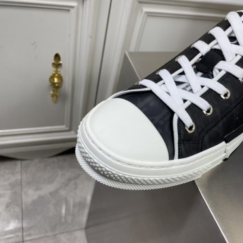 Dior Men's B23 Low-top Sneakers In Black and White Oblique Canvas