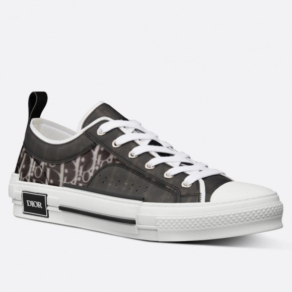 D*or men's b23 low-top sneakers in black and white oblique canvas