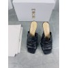 Dior D-Fame Heeled Sandals In Black Pleated Lambskin